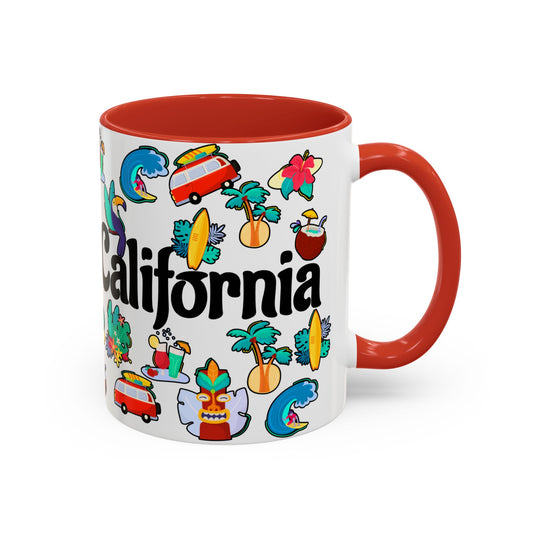 California Vibes Accent Coffee Mug - Fun Tropical Design for Beach Lovers