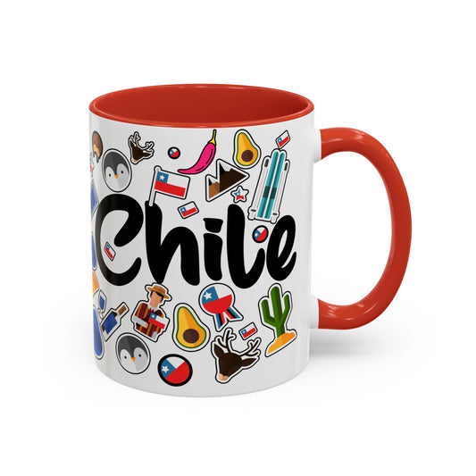 Lotacy Chile Symbols Colorful Coffee Mug, Chile Ceramic Mug Coffee Mug, Chile Souvenir and Gifts, Fun Stickers Design for Coffee Lovers