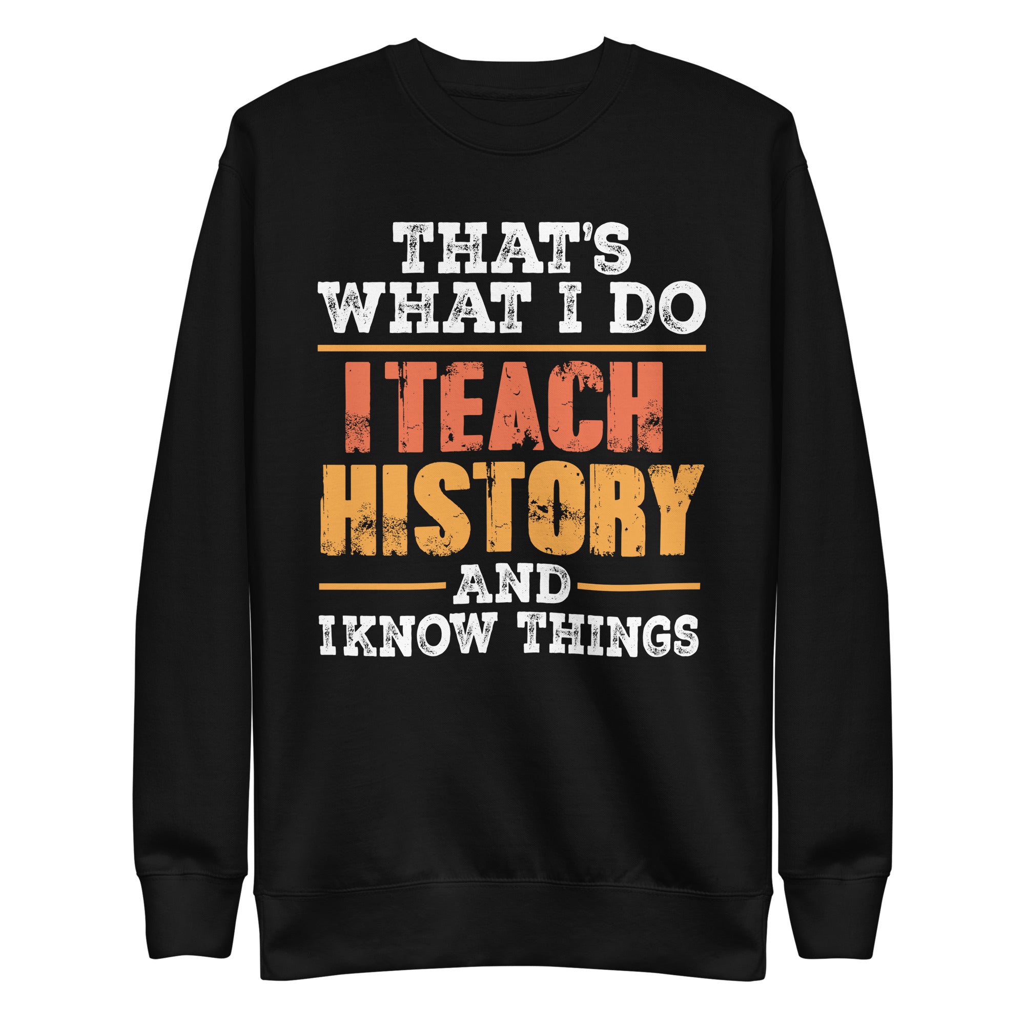 thats-what-i-do-i-teach-history-and-i-know-things-teacher-unisex-premium-sweatshirt