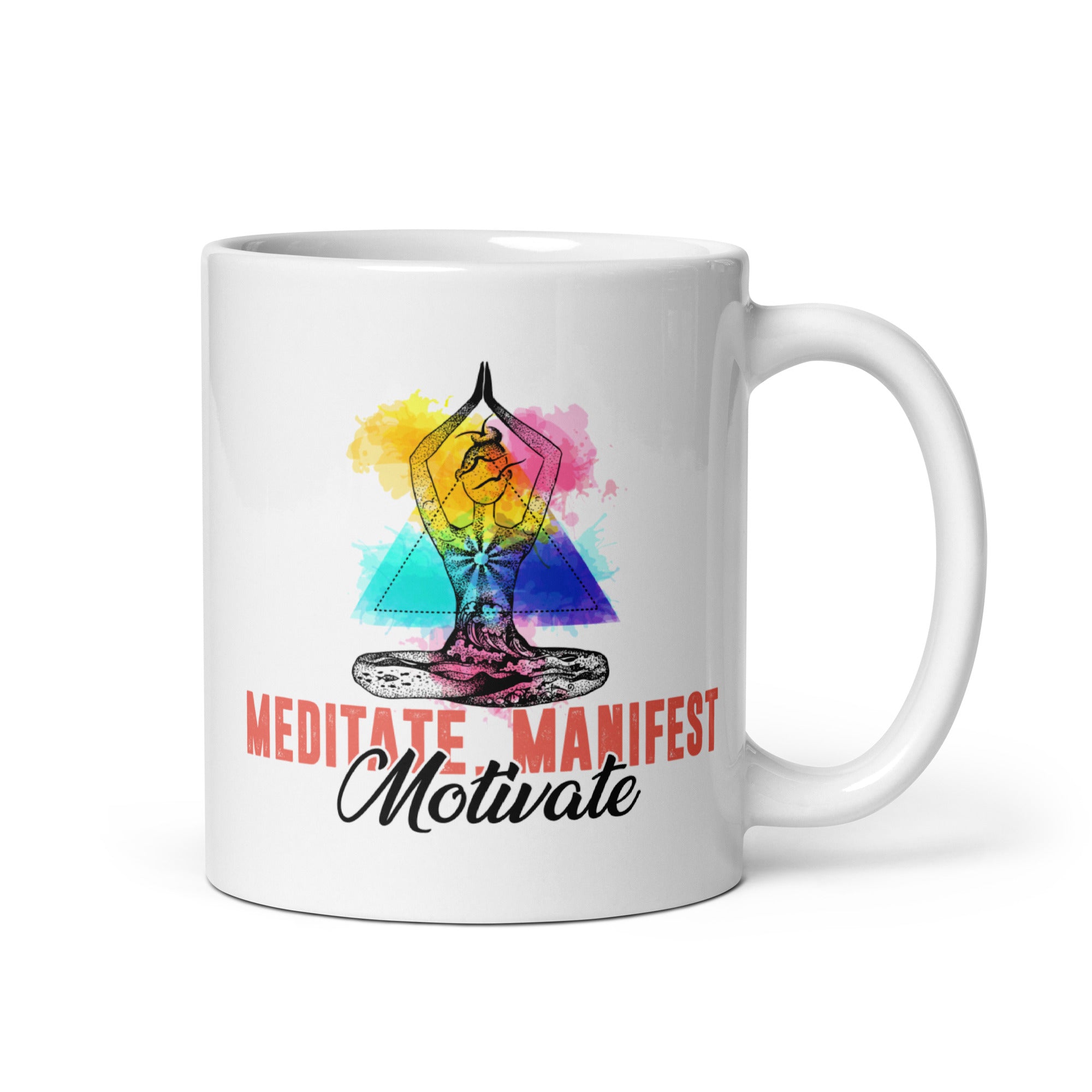 meditate-manifest-motivate-yoga-white-glossy-mug